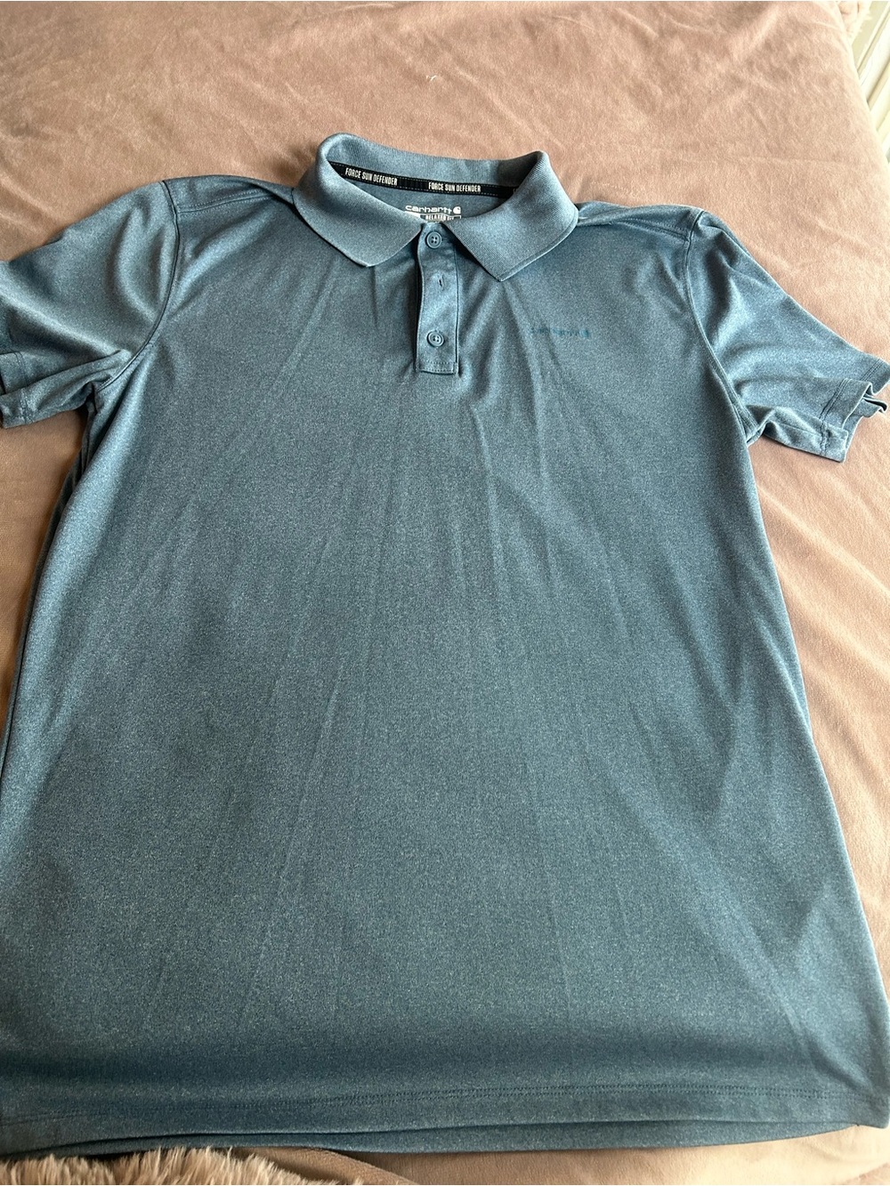 Carhartt Men's Dark Teal Polo - Performance Short Sleeve
